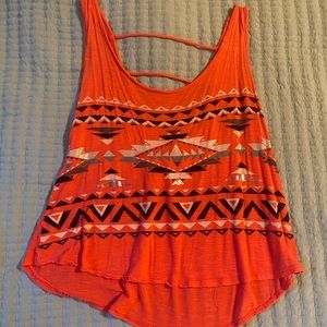 Red aztec tank top